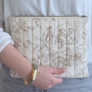 Pochette matelassée Toile de Jouy