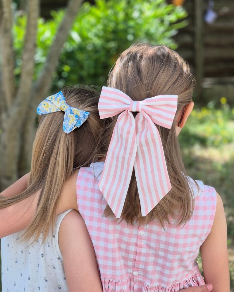 Barrette Maxi Nœud Rayé rose