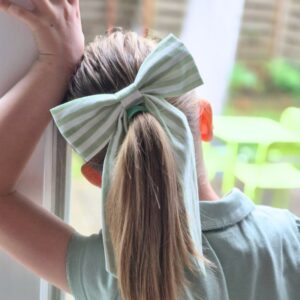 Barrette Maxi Nœud Rayé vert
