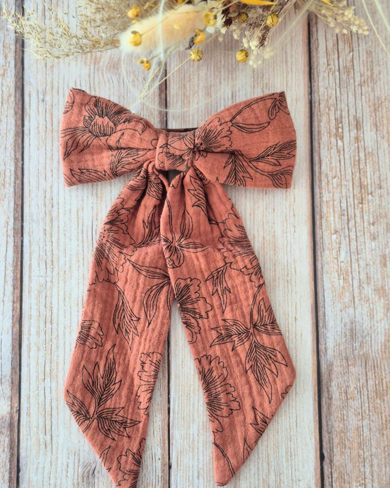 Barrette Maxi Nœud Gaze terracotta