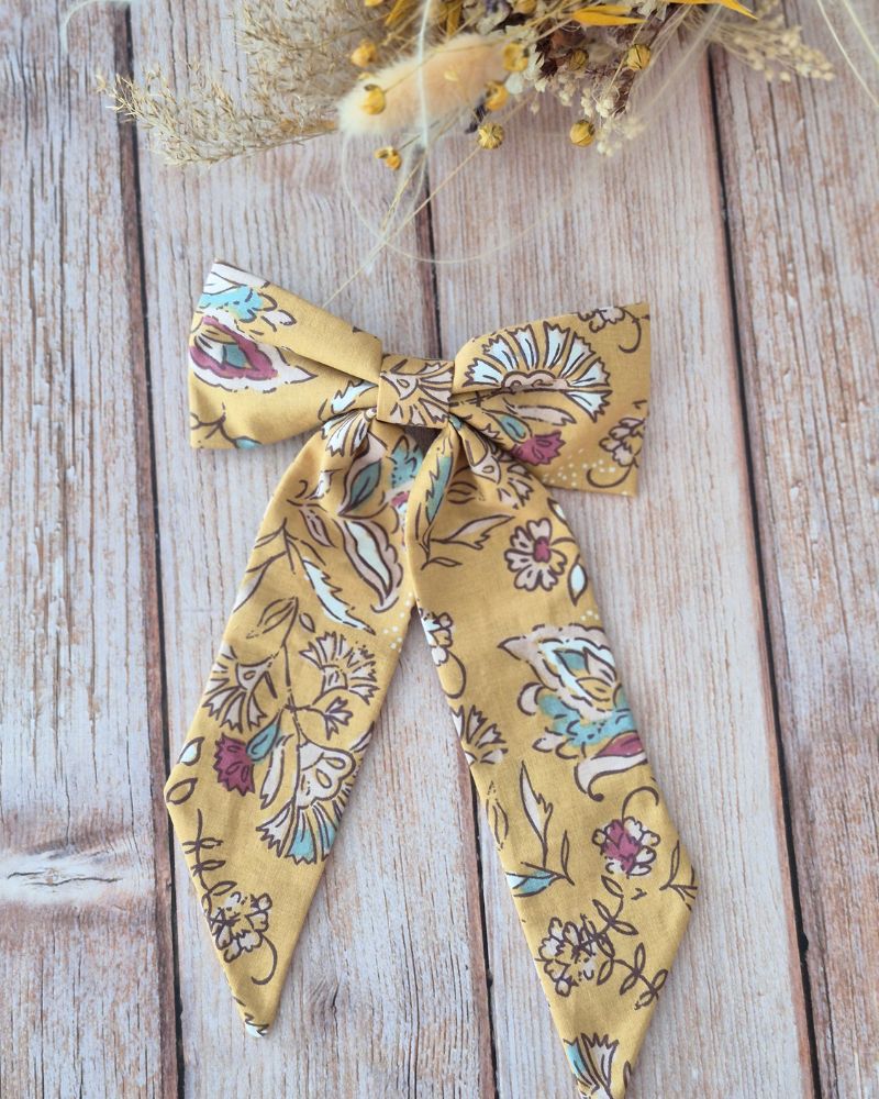 Barrette Maxi Nœud Indien jaune