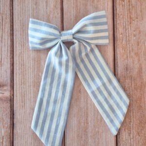 Barrette Maxi Nœud Rayé bleu