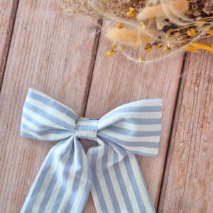 Barrette Maxi Nœud Rayé bleu