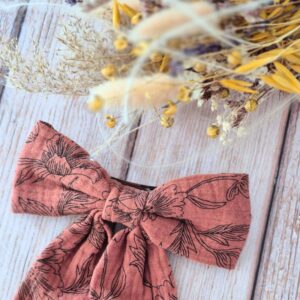 Barrette Maxi Nœud Gaze terracotta