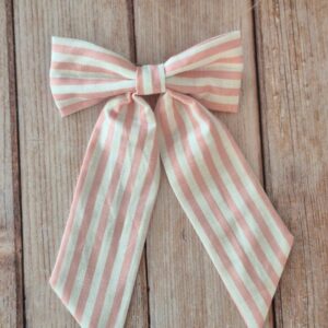 Barrette Maxi Nœud Rayé rose