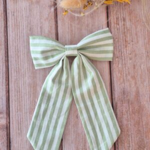 Barrette Maxi Nœud Rayé vert
