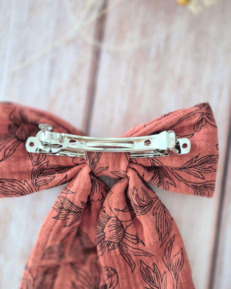 Barrette Maxi Nœud Gaze terracotta – Image 3
