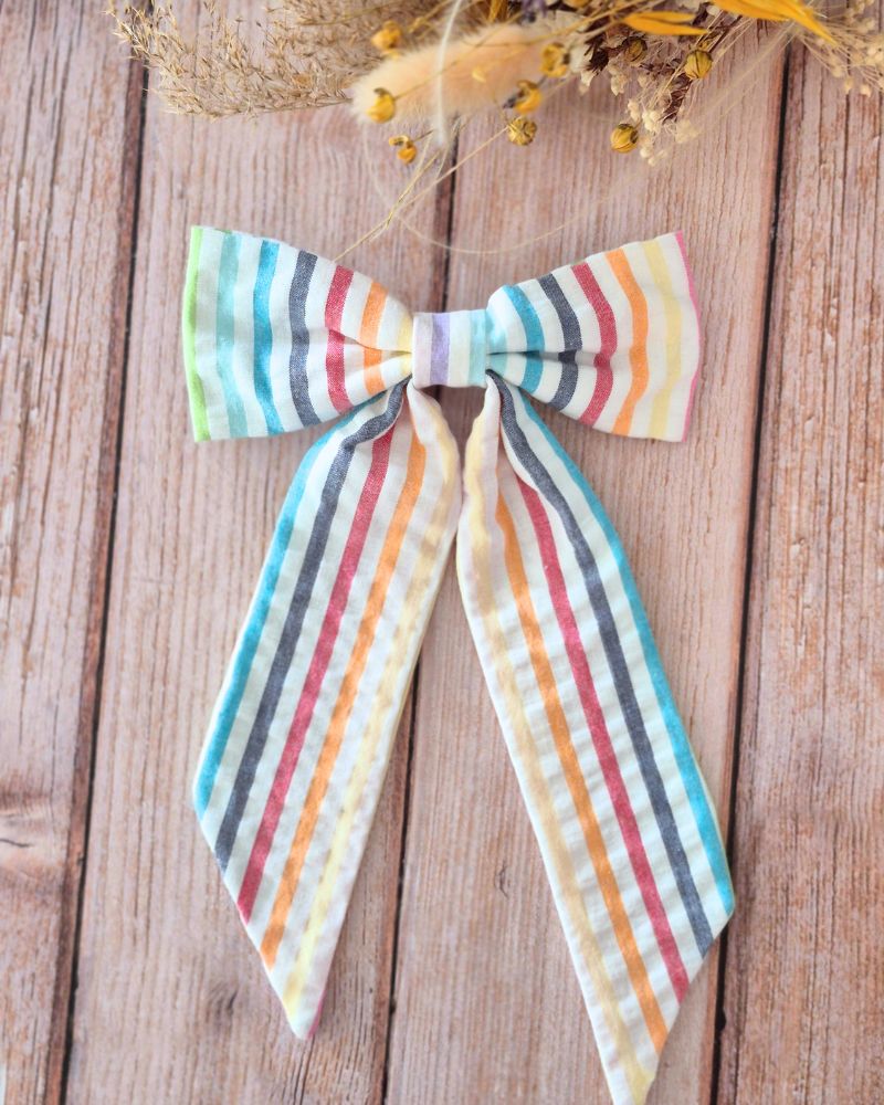 Barrette Maxi Nœud Rayure multicolore
