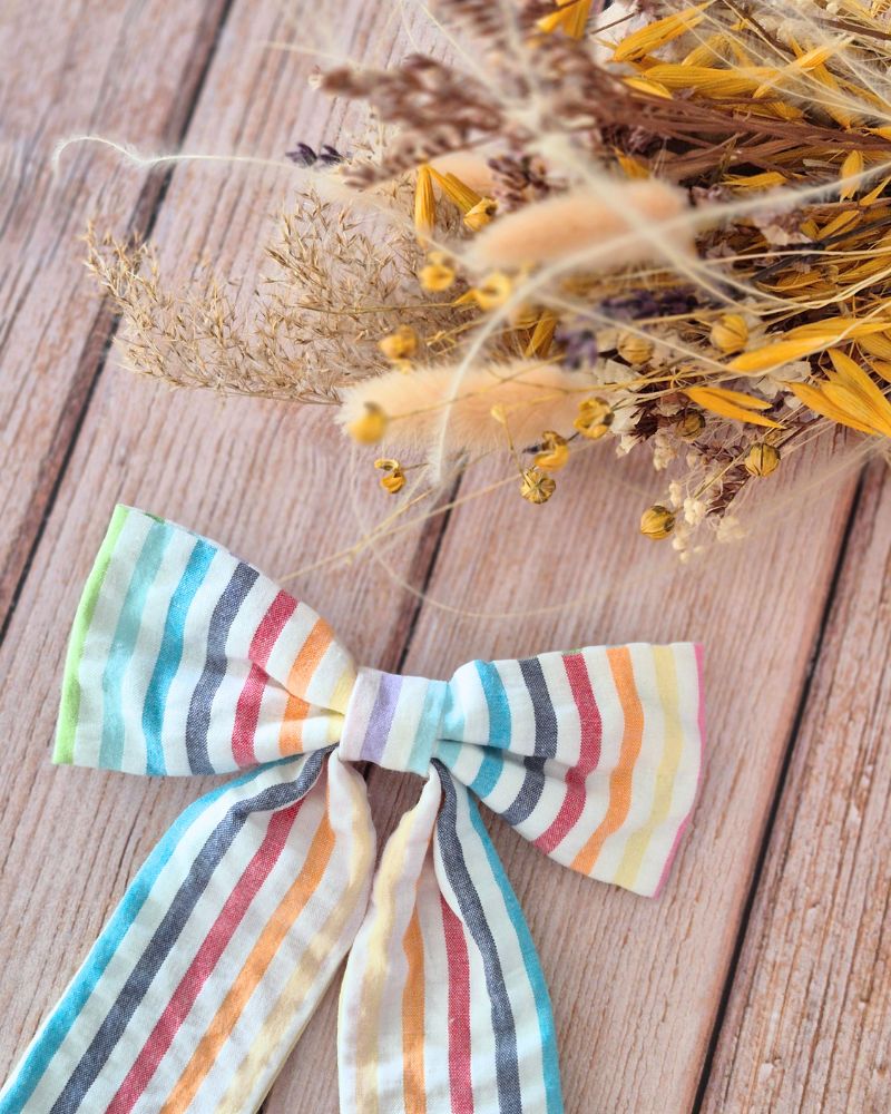Barrette Maxi Nœud Rayure multicolore – Image 2