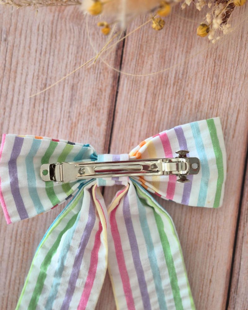 Barrette Maxi Nœud Rayure multicolore – Image 3
