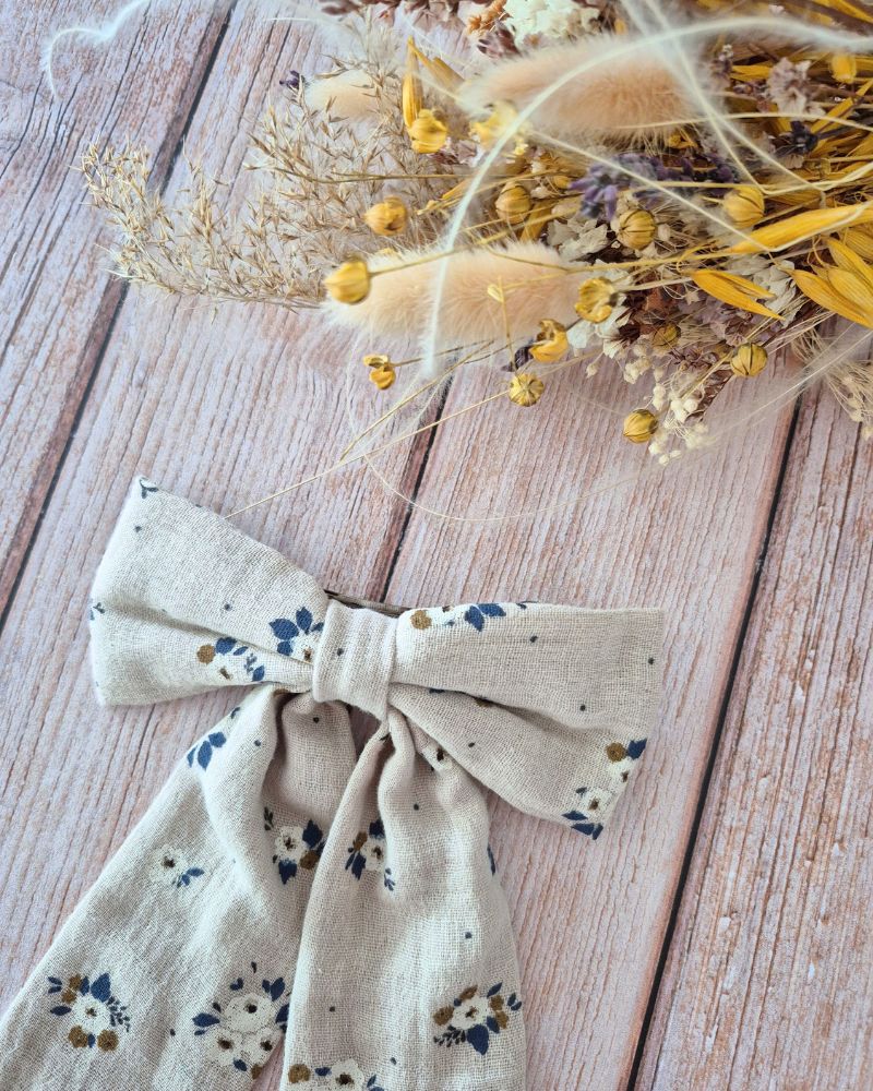 Barrette Maxi Nœud Rozen marron et bleu – Image 2