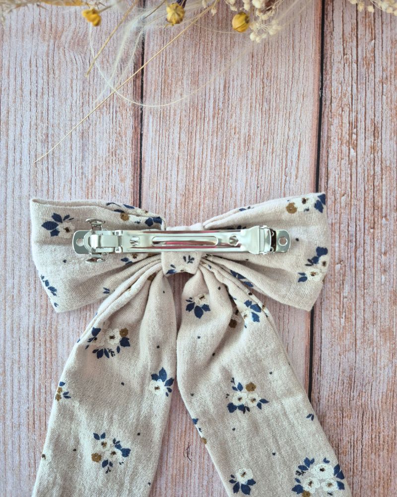 Barrette Maxi Nœud Rozen marron et bleu – Image 3