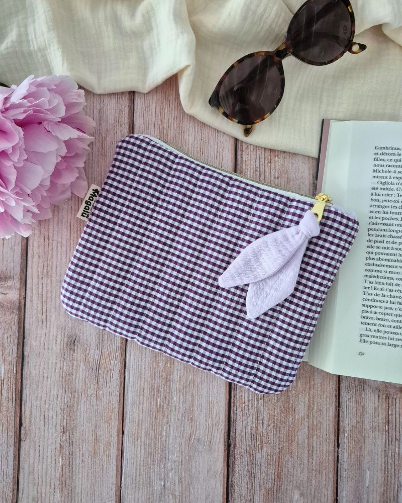 Cadeaux de fin d'année - Pochette vichy violet