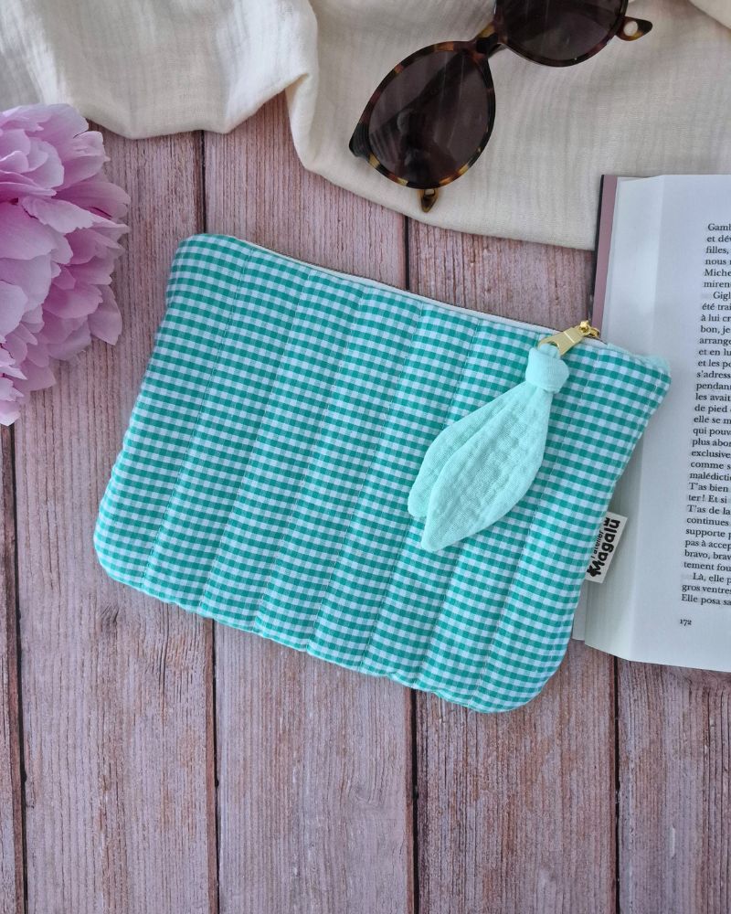 Cadeaux de fin d'année - Pochette vichy vert