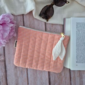 Cadeaux de fin d&rsquo;année – Pochette vichy orange