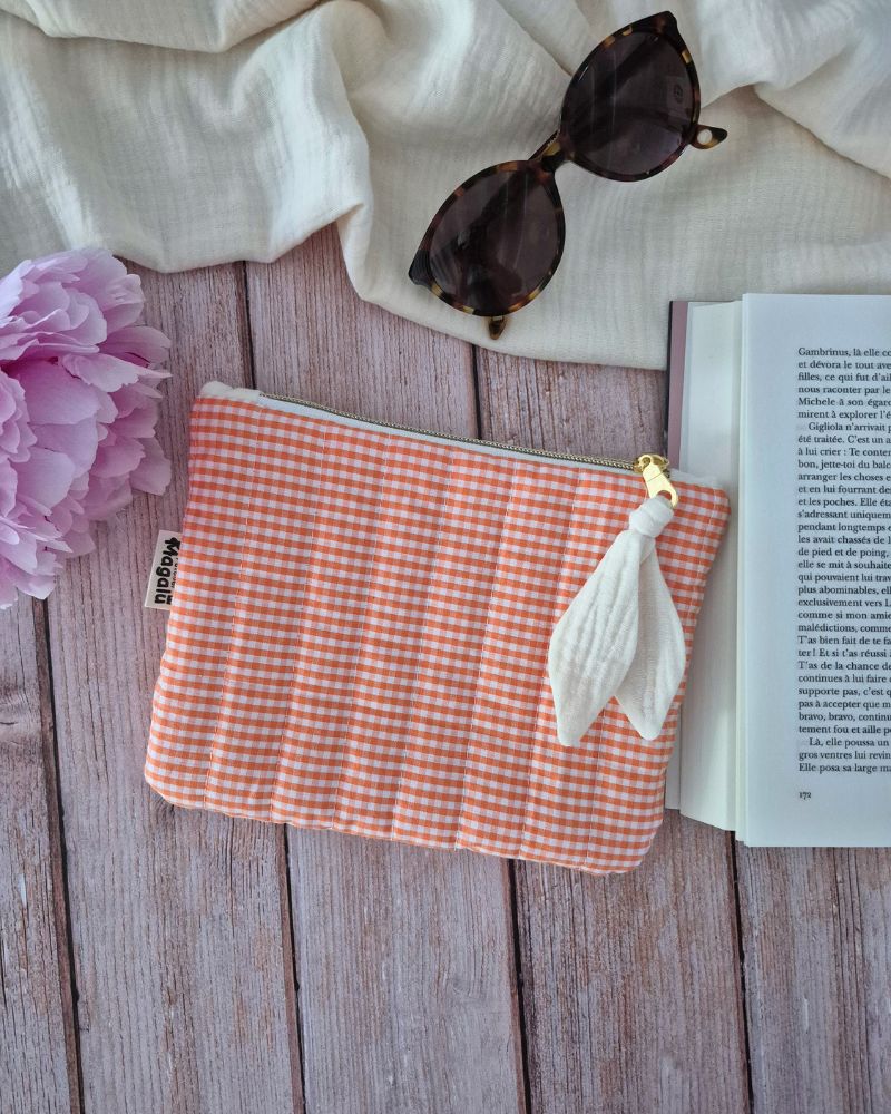 Cadeaux de fin d'année - Pochette vichy orange